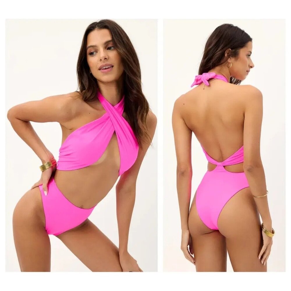 Frankie's Bikinis Hot Pink One-Piece Swimsuit